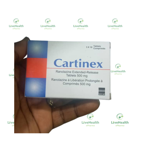 https://livehealthepharma.com/images/products/1724874102Cartinex (Ranolazine Extended Release Tablet 500mg).png